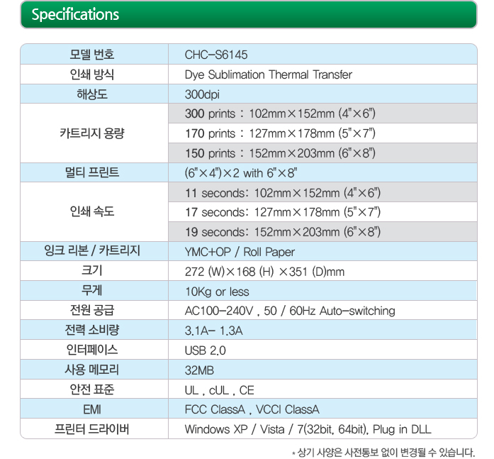 Specifications